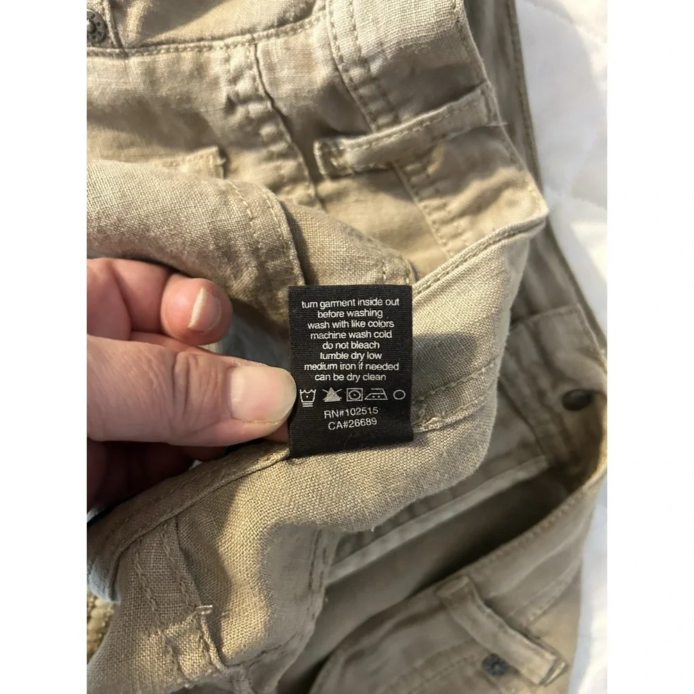 John Varvatos USA‎ Linen Trousers 36 Regular Khaki Quiet Luxury Coastal Resort